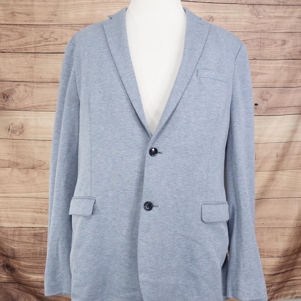 Express Blazer Mens 48L Gray Jersey Rayon Polyester Slim Fit 2 Button Jacket